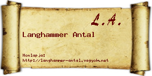 Langhammer Antal névjegykártya